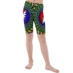 Grateful Dead Bear Pattern Kids  Mid Length Swim Shorts