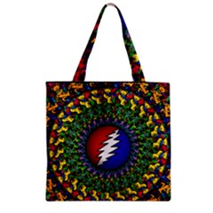 Grateful Dead Bear Pattern Zipper Grocery Tote Bag