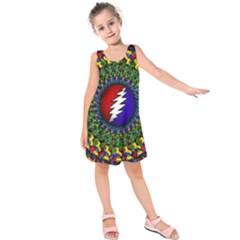 Grateful Dead Bear Pattern Kids  Sleeveless Dress