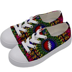 Grateful Dead Bear Pattern Kids  Low Top Canvas Sneakers