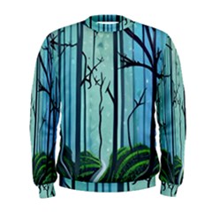 Nature Outdoors Night Trees Scene Forest Woods Light Moonlight Wilderness Stars Men s Sweatshirt