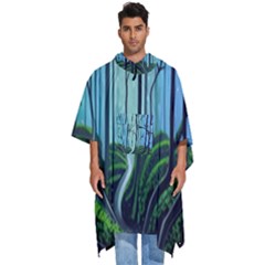 Nature Outdoors Night Trees Scene Forest Woods Light Moonlight Wilderness Stars Men s Hooded Rain Ponchos