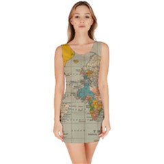 Vintage World Map Bodycon Dress