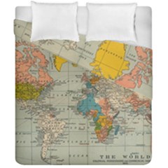 Vintage World Map Duvet Cover Double Side (california King Size)