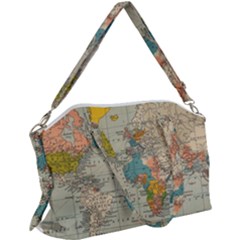 Vintage World Map Canvas Crossbody Bag