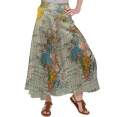 Vintage World Map Women s Satin Palazzo Pants