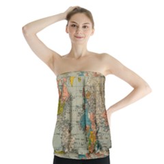 Vintage World Map Strapless Top