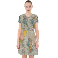 Vintage World Map Adorable In Chiffon Dress