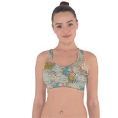 Vintage World Map Cross String Back Sports Bra