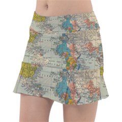 Vintage World Map Classic Tennis Skirt