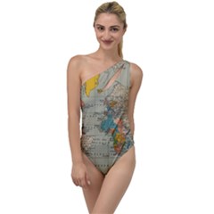 Vintage World Map To One Side Swimsuit