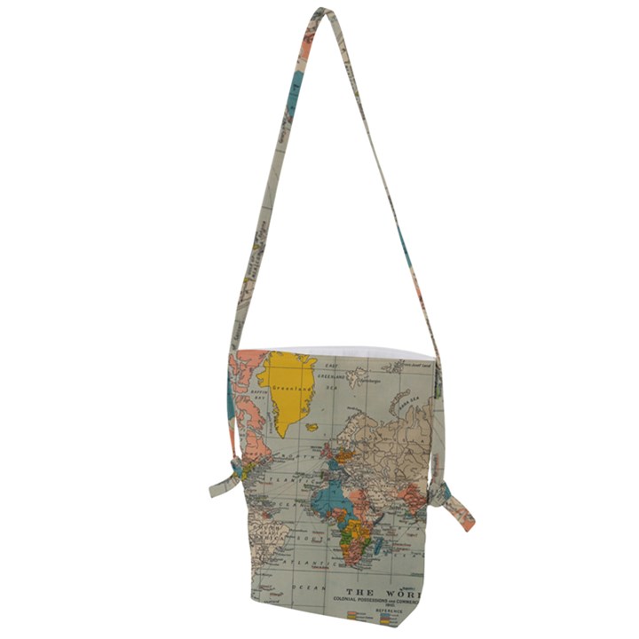 Vintage World Map Folding Shoulder Bag