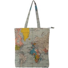 Vintage World Map Double Zip Up Tote Bag