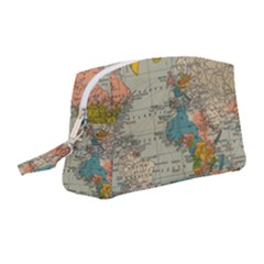 Vintage World Map Wristlet Pouch Bag (medium)