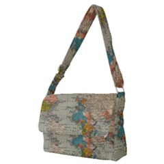 Vintage World Map Full Print Messenger Bag (m)