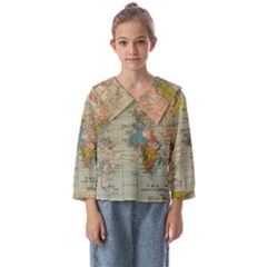 Vintage World Map Kids  Sailor Shirt