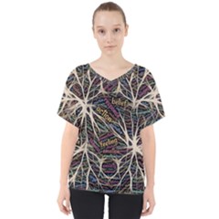 Mental Human Experience Mindset Pattern V-neck Dolman Drape Top