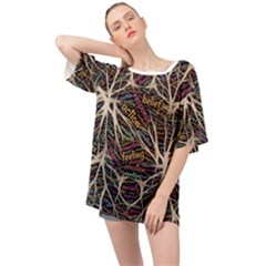 Mental Human Experience Mindset Pattern Oversized Chiffon Top