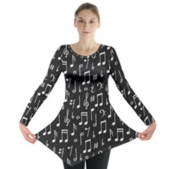 Chalk Music Notes Signs Seamless Pattern Long Sleeve Tunic 