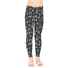 Chalk Music Notes Signs Seamless Pattern Kids  Leggings