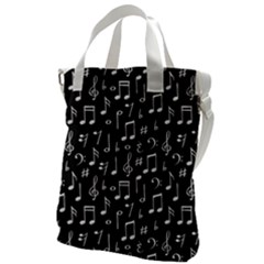 Chalk Music Notes Signs Seamless Pattern Canvas Messenger Bag