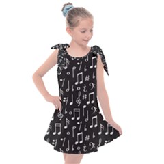 Chalk Music Notes Signs Seamless Pattern Kids  Tie Up Tunic Dress