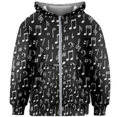 Chalk Music Notes Signs Seamless Pattern Kids  Zipper Hoodie Without Drawstring