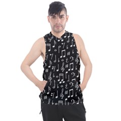 Chalk Music Notes Signs Seamless Pattern Men s Sleeveless Hoodie