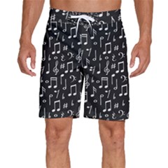 Chalk Music Notes Signs Seamless Pattern Men s Beach Shorts