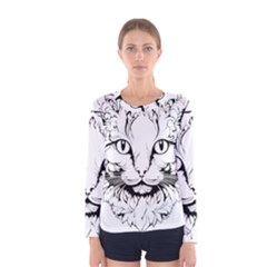 Cat - Artistic Paper Cut Women s Long Sleeve T-shirt