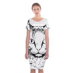 Cat - Artistic Paper Cut Classic Short Sleeve Midi Dress