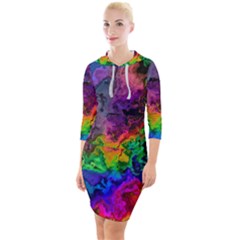 Pride Marble Quarter Sleeve Hood Bodycon Dress