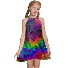 Pride Marble Kids  Halter Collar Waist Tie Chiffon Dress