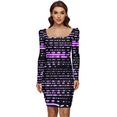 Purplestars Women Long Sleeve Ruched Stretch Jersey Dress