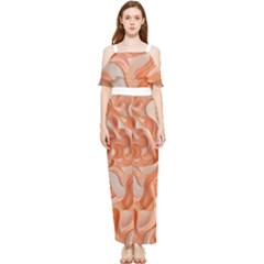 Peach Fuzz Elegant Print Abstract Design Draped Sleeveless Chiffon Jumpsuit