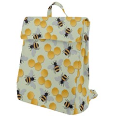 Bees Pattern Honey Bee Bug Honeycomb Honey Beehive Flap Top Backpack