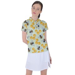 Bees Pattern Honey Bee Bug Honeycomb Honey Beehive Women s Polo T-shirt