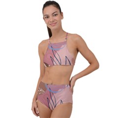 Abstract Boho Bohemian Style Retro Vintage Halter Tankini Set