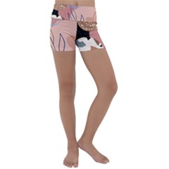 Abstract Boho Bohemian Style Retro Vintage Kids  Lightweight Velour Yoga Shorts