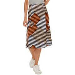 Abstract Pattern Line Art Design Decoration Midi Panel Skirt