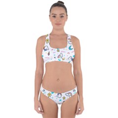 Unicorns Rainbows Seamless Pattern Cross Back Hipster Bikini Set