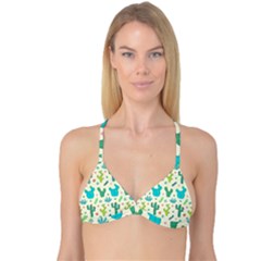 Cactus Succulents Floral Seamless Pattern Reversible Tri Bikini Top