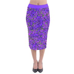 Ugly Funny Monster Bird Illustration Motif Random Pattern Bk Velvet Midi Pencil Skirt