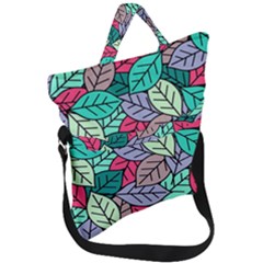 Pattern Leaves Background Nature Fold Over Handle Tote Bag