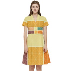 Square Cube Shape Colourful Short Sleeve Waist Detail Dress