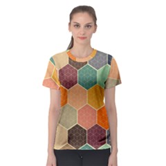 Abstract Hex Hexagon Grid Pattern Honeycomb Women s Sport Mesh T-shirt