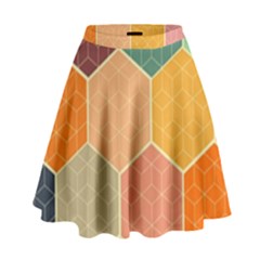 Abstract Hex Hexagon Grid Pattern Honeycomb High Waist Skirt