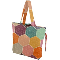 Abstract Hex Hexagon Grid Pattern Honeycomb Drawstring Tote Bag