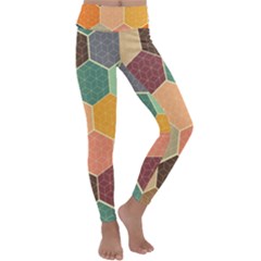Abstract Hex Hexagon Grid Pattern Honeycomb Kids  Lightweight Velour Classic Yoga Leggings