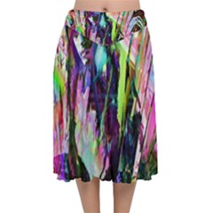 In Orbit Prismatic Velvet Flared Midi Skirt